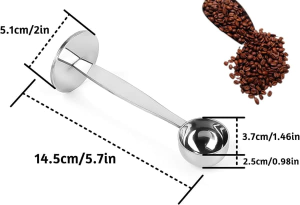 Espresso-trykker og kaffemåleskje, rustfritt stål -