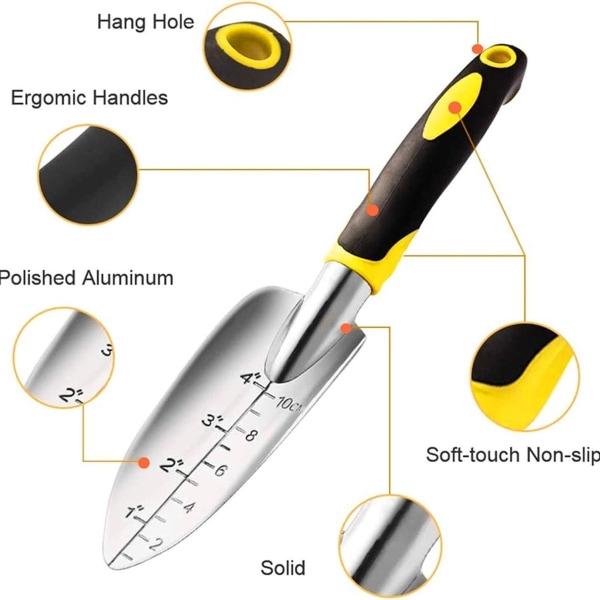 Garden trowel, hand shovel, 2 parts, heavy cast aluminum