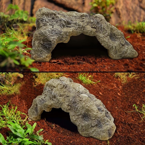 Reptil stein gjemmested hule, Gecko gjemmested landskap stein, Gjemme øgle eremittkrabbe slange gjemmested, Terrarium habitat dekorasjon(L)