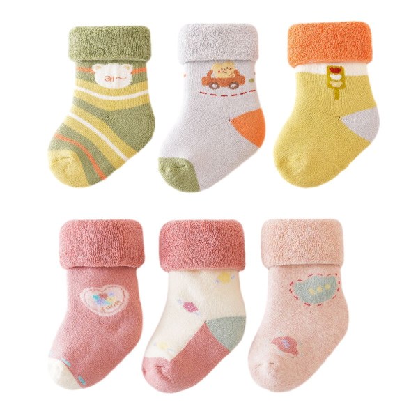 Baby bomulds greb sokker vinter varm tykke skridsikre småbørnsdreng M Kombination 1 KLB