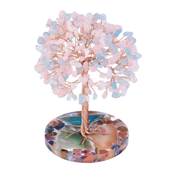 Kirkas kvartsi jalokivi elämänpuu - Feng Shui Bonsai rahapuu koti