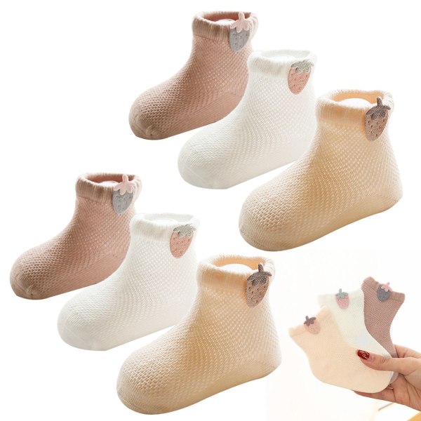 3 par sommer mesh bomullssokker for babygutter, småbarnsjenter L KLB