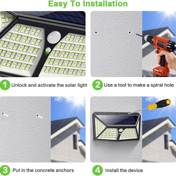 Solcellelys til udendørs brug, [Udvidet version - 2 stk.] 100 LED sollamper KLB