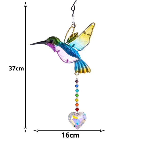 Farvet Glas Fuglefælder Hængende Prisma Have Dekoration Kolibri