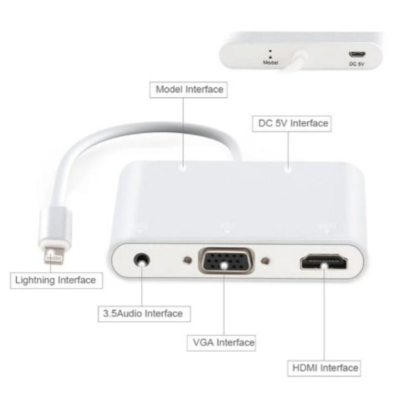Lightning til HDMI/VGA-adapter med lyd