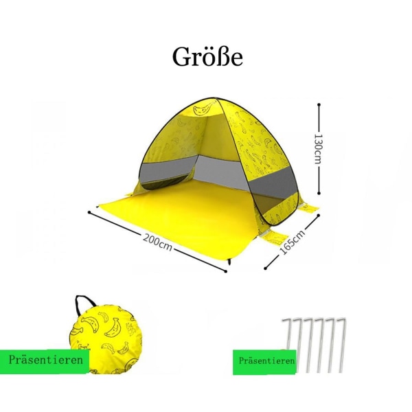 Strandtelt for 2-3 personer, campingtelt, leketelt, UV50+ solbeskyttelse KLB