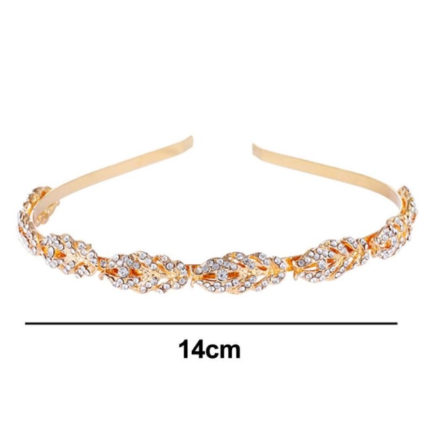 Blomsterdesign Rhinestone Kristall Bröllopshuvudband Brud Guld