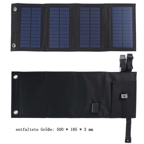 Hopfällbar solcellsladdare, bärbar solcellsladdare USB solpanel för