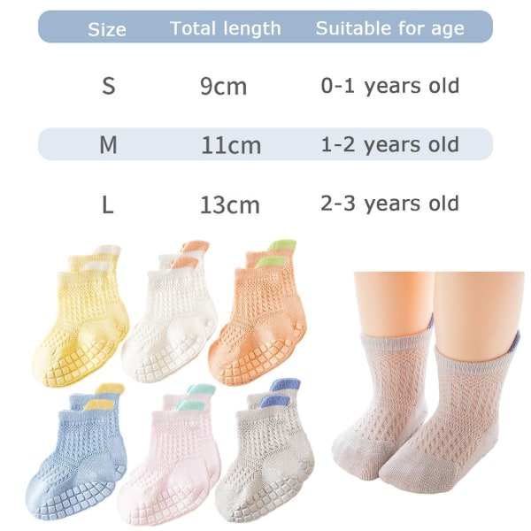 6 par sommer mesh sokker for baby gutter, småbarns jenter sokker for M KLB