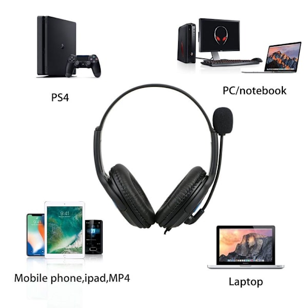 Kablet stereo gaming headset, støjreducerende hovedtelefoner
