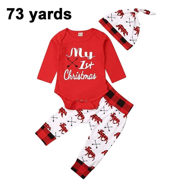 Baby Boy Girl Christmas Outfits, Santa Claus Romper, stripete bukser - 73cm KLB
