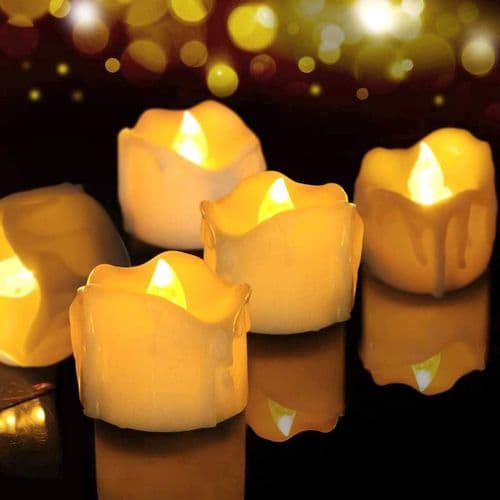LED-lys, sett med 24, flammefrie LED-lys/telys, LED-telys