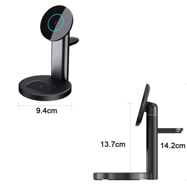 3-i-1 magnetisk trådlös laddningsstation kompatibel med Mag-safe Wireless