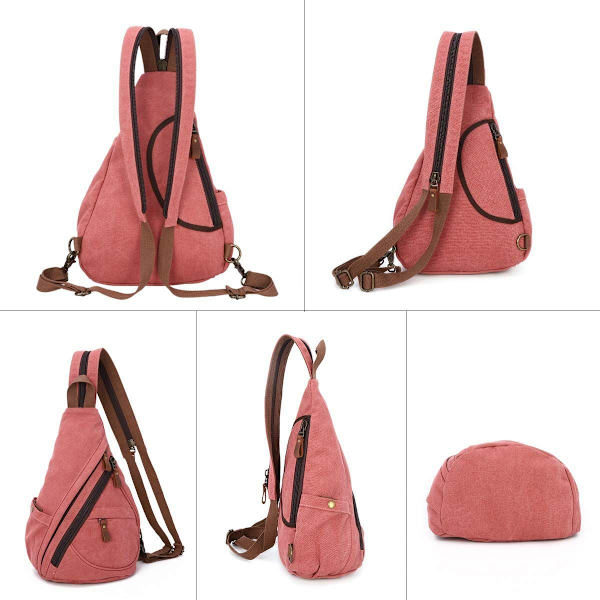 Brystlomme Crossbody Taske Lærred Sling Bag Skulder Rygsæk til Mænd og Kvinder