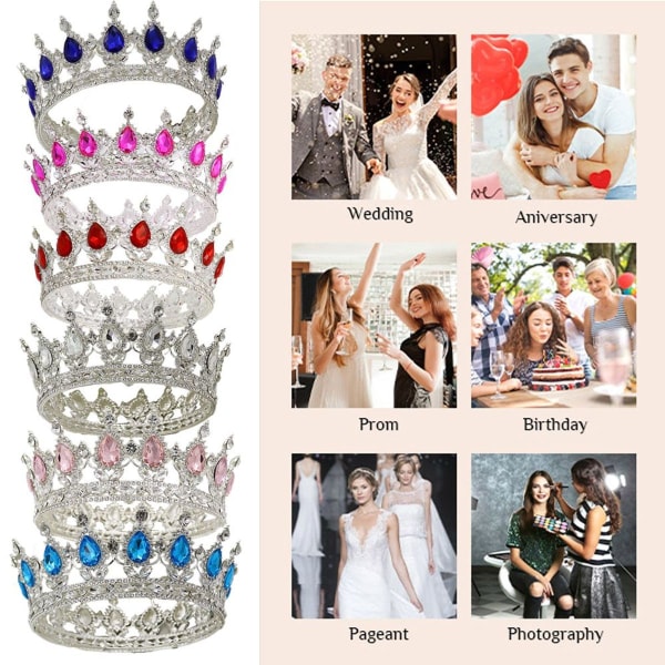 Födelsedag Tiara Crown Topper, vacker rosa kristall metall krona