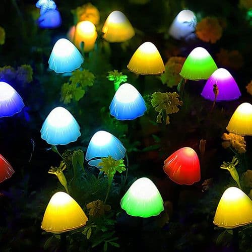 Solcelled havefigurer med 20 LED lys, 8 lystilstande, svampeform