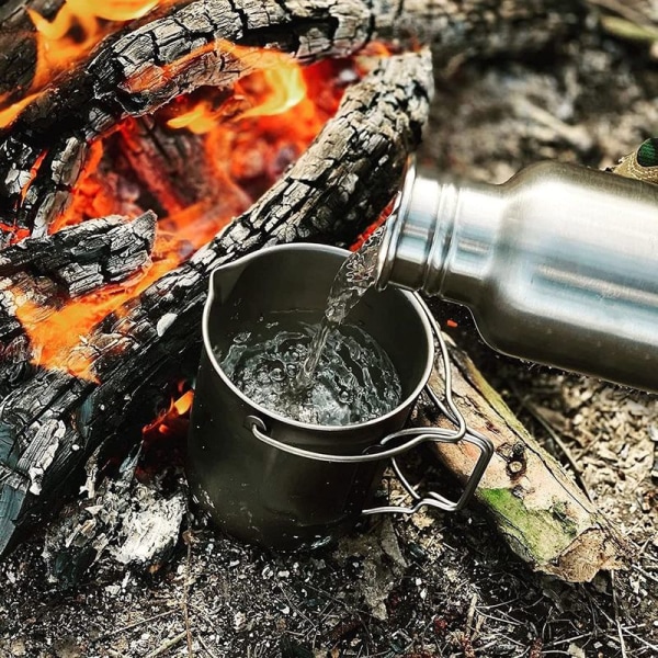 Bestargot Camping Titanium Pot Mug Cup Outdoor, 750ml maks French Press
