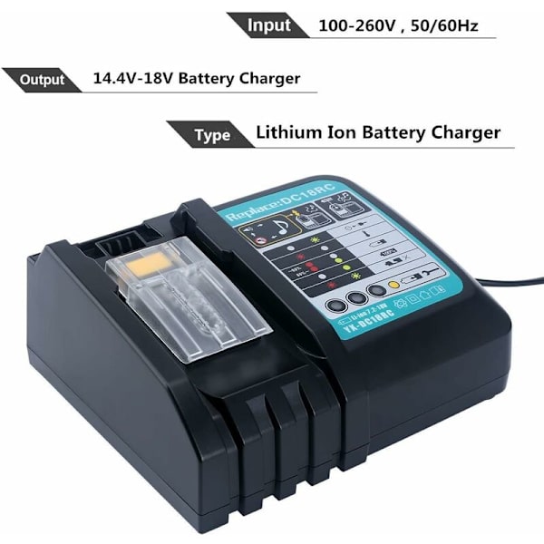 3A DC18RC Ersättnings Li-Ion Laddare för Makita 14.4V 18V BL1830 BL1840 BL1850 BL1815 BL1430 LXT400 EU Snabbladdare KLB