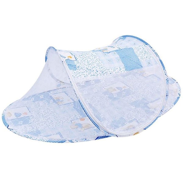 Foldbar Myggnetting Baby Glidelås Leket telt Blå 108*60*38cm KLB