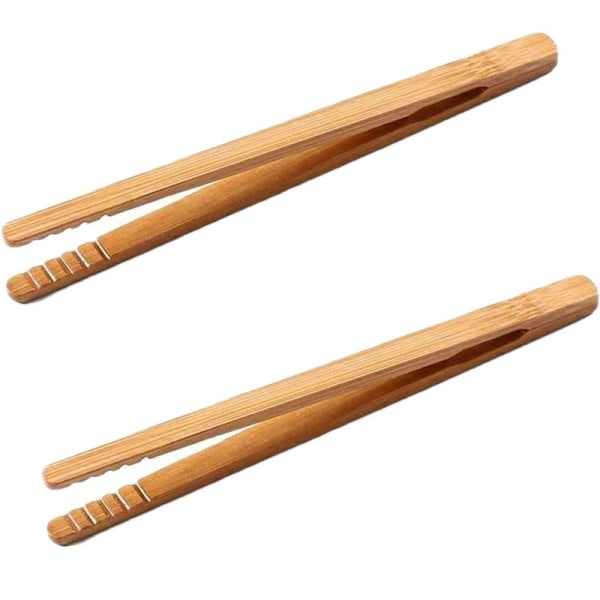 Gjenbrukbar brødristertang i bambus tre for matlaging i form1