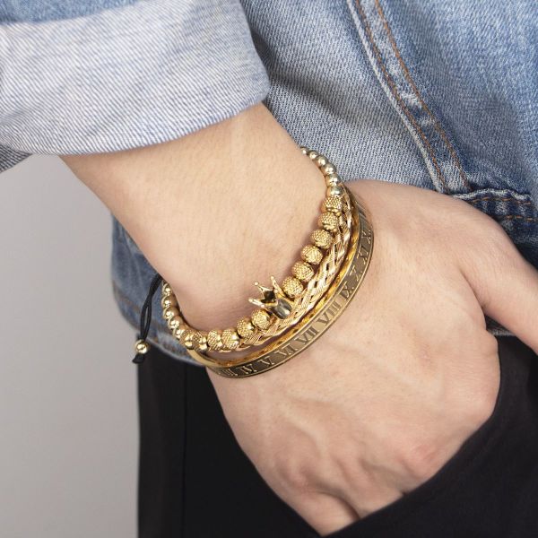 3-delad charm armband för män, justerbar