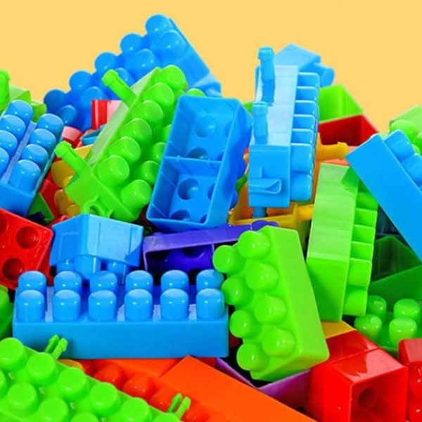 66 små plastik byggeklodser til børn, pakket i opbevaringsæsker, KLB