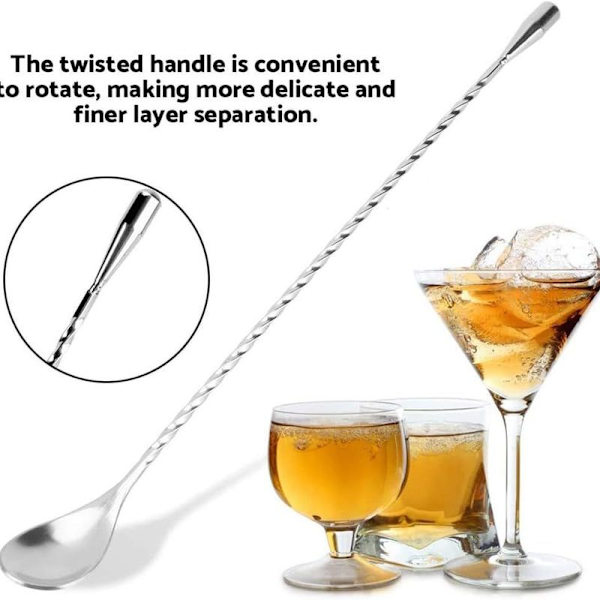 Cocktail-blandeske, rustfrit stål, langt håndtag, til bar, spiraldesign