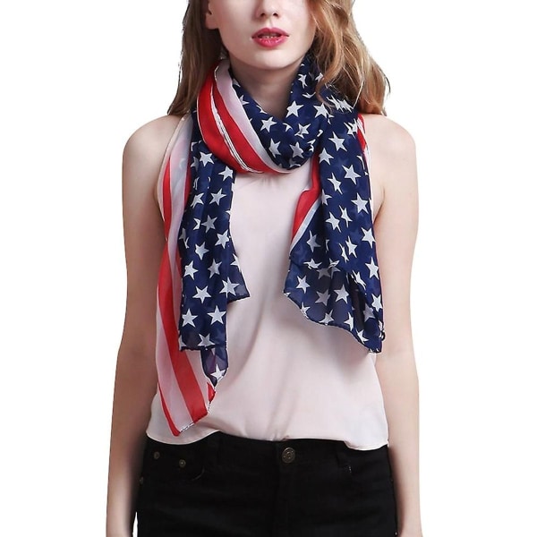 1 stk. Amerikansk flagg skjerf solbeskyttelse kappe chiffon skjerf KLB