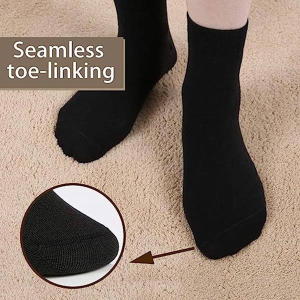 Kvinnors tunna bomullssockor, mjuka bootie-sockor damtopp svart KLB