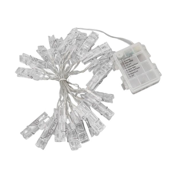 LED-fotoklips, 20 LED-er, 2 m, 8 lysmoduser, PC-materiale, romantisk KLB