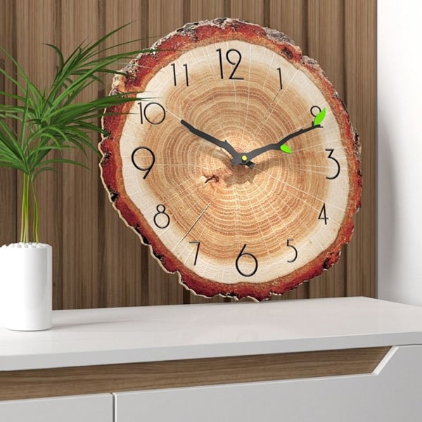 12 tums årsring av träkorn kvarts Silent Clock Väggklocka-MW021-12 (28x30cm)