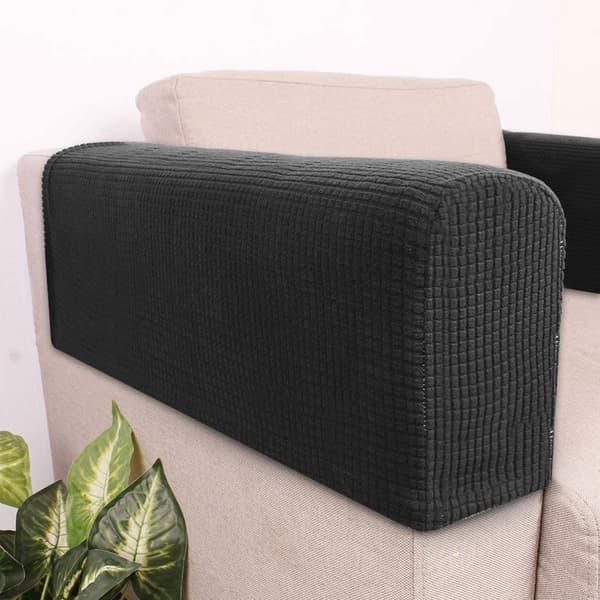 Elastiska armstödsskydd Elastiskt soffarmskydd Fåtöljskydd Hemmakontor Fåtölj Soffa Loveseat Skydd Tyg 2 st (Svart)