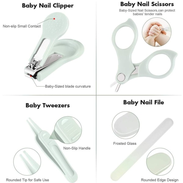 i 1 Safe Baby Nail Set Owl Box Negleklipper Grønn KLB