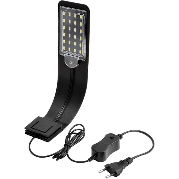 Svart skall LED akvarielyslampe klips, ultratynn akvarielampe med lys, 24 LED akvarielys hvitt lys
