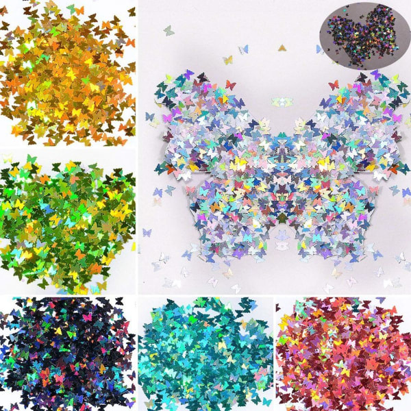 3D Holografinen Perhoskynsi Glitter 24 Väriä / Set Kimalteleva Kynsipaljetti Hiutale KLB