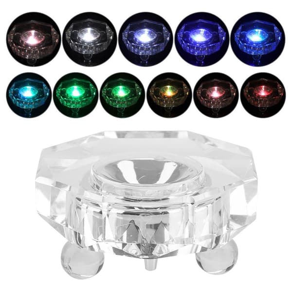LED K9 Glass Multicolor 3D Crystal Display Light Base Stand KLB