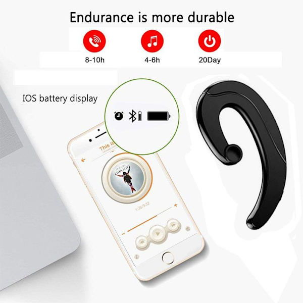 Bluetooth headset trådløs sort