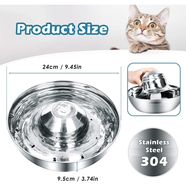 Kattvattenfontän, tyst kattfontän i 4 steg 2L, kattvattenfontän med pump och filter