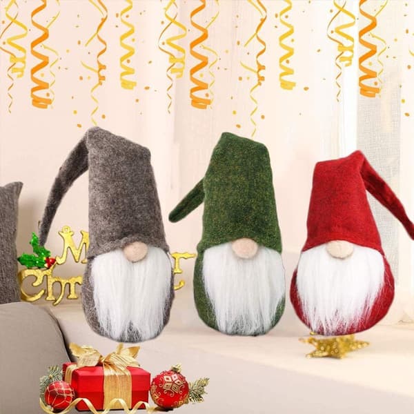 Jule nisse julepynt, 3 ansigtsløse håndlavede KLB