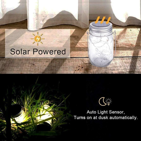 3 kappaleen aurinkolamput puutarhaan 20 LED säänkestävä aurinkomuuraripurkki ulkokäyttöön KLB