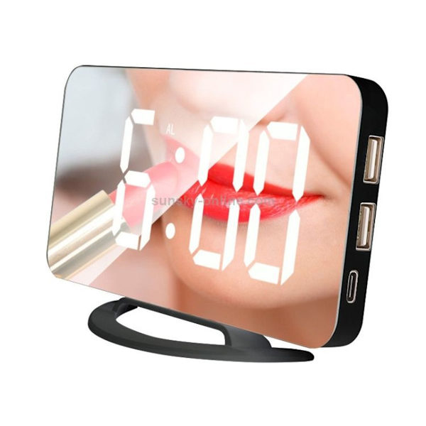 Multifunktionell LED-spegel smink spegel klocka skrivbordsklocka skrivbord automatisk
