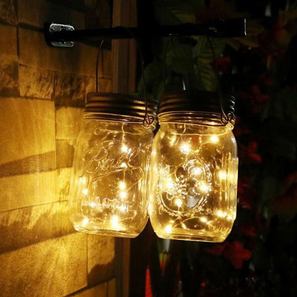 3 kappaleen aurinkolamput puutarhaan 20 LED säänkestävä aurinkomuuraripurkki ulkokäyttöön KLB