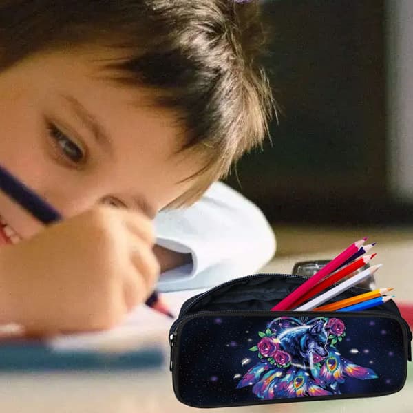 Pencil Case til piger Børn Lærred Pencil Case Zipper Blød Form4 KLB
