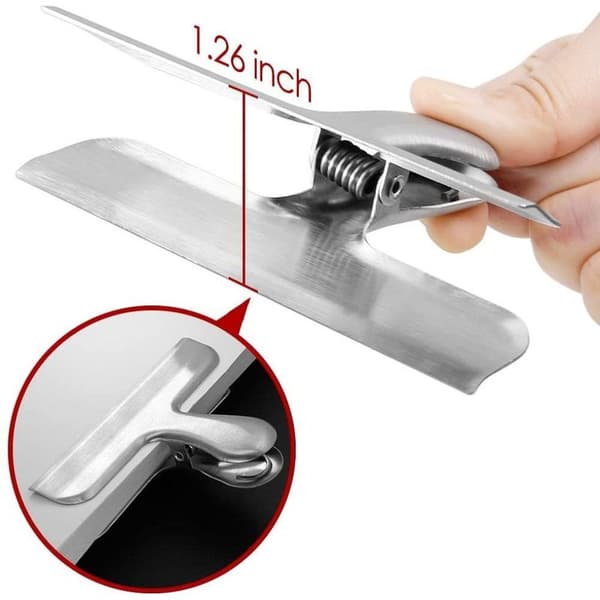Pakke med 10 rustfrie stålklips, klips til chipposer, 7,7 cm brede, robuste