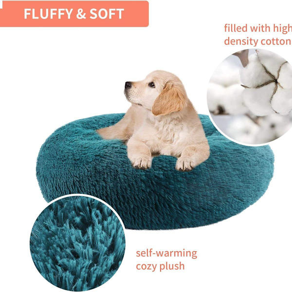 Alkuperäinen Calm Donut Fur Cat Dog Bed - Konepestävä korkea tyyny KLB