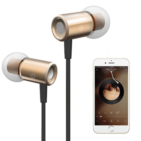 In-ear headphones, noise-isolating earphones headphones gold