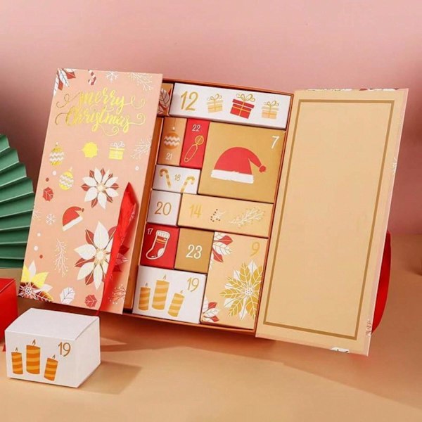 Universal DIY-julkalenderlåda, Julkalender, Tom Julkalender, Guld