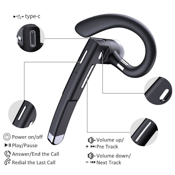 Bluetooth headset [Opgradering] Aktiv støjreduktion uden opladningsrum