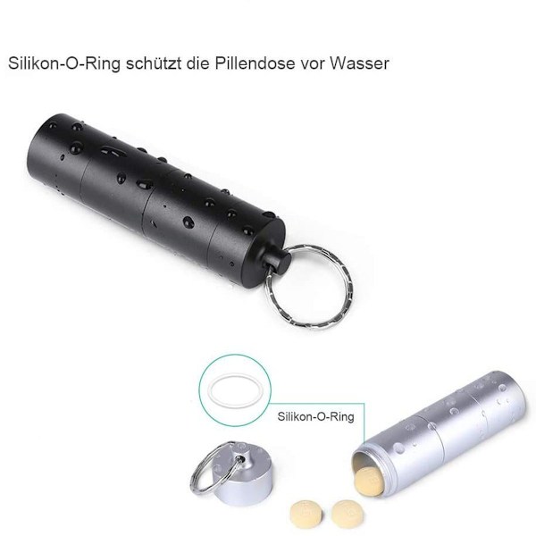 2-pack pillerburk nyckelringar, vattentäta med 3 delbara fack.