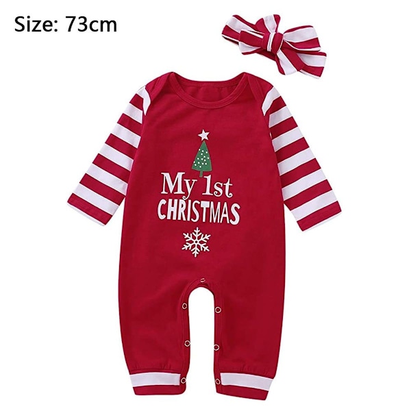 Nyfödda Babyflickor Pojkar Julkläder, Romper, 1:a Julen - 73cm KLB